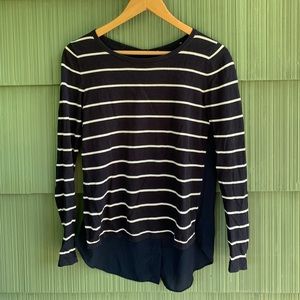 Kate Middleton-esque stripe LOFT top w/ sheer back